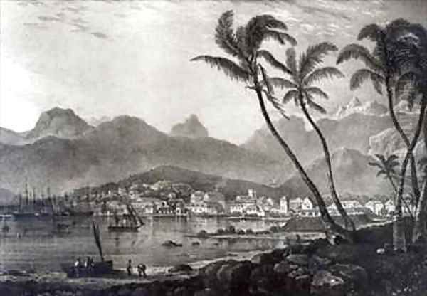 Port Louis from 'Views in the Mauritius' Oil Painting by T. Bradshaw