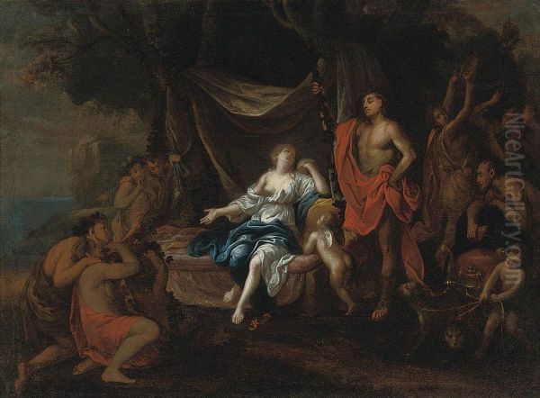 Bacchus And Ariadne Oil Painting by Giulio Carpione