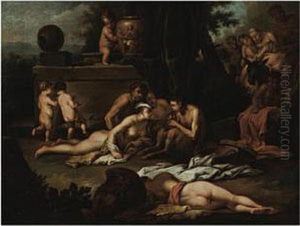 Bacchanal Oil Painting by Giulio Carpione