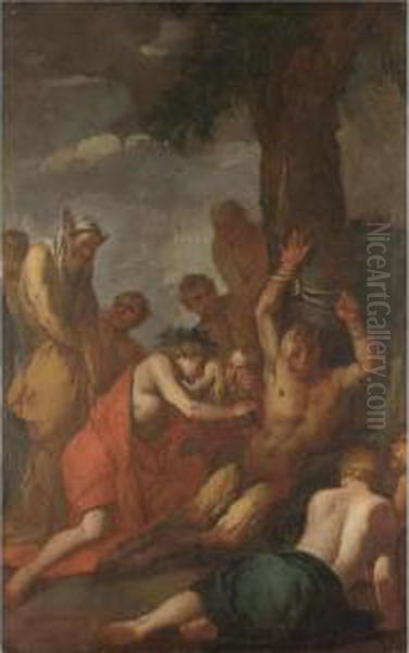 Apollo E Marsia Oil Painting by Giulio Carpione