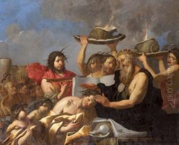 Mitologiai Jelenet Oil Painting by Giulio Carpione