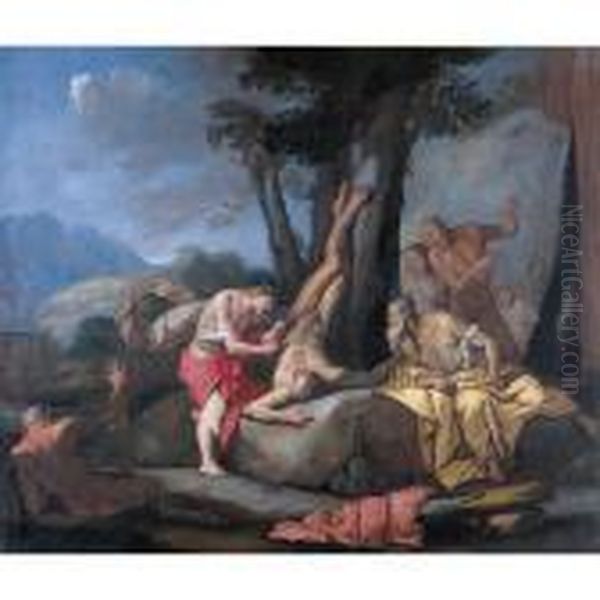 Apollo And Marsyas Oil Painting by Giulio Carpione