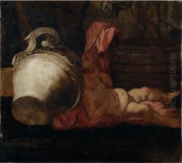 Putto Addormentato Oil Painting by Giulio Carpione