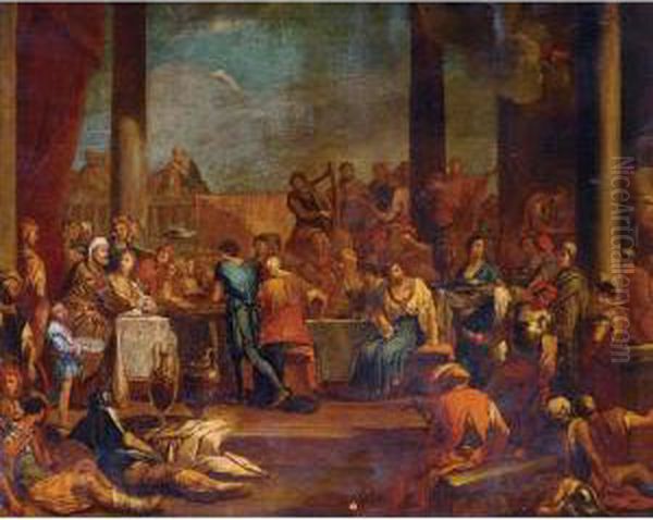 Belshazzar's Feast Oil Painting by Giulio Carpione