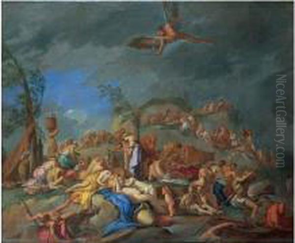 Le Deluge De Deucalion Oil Painting by Giulio Carpione