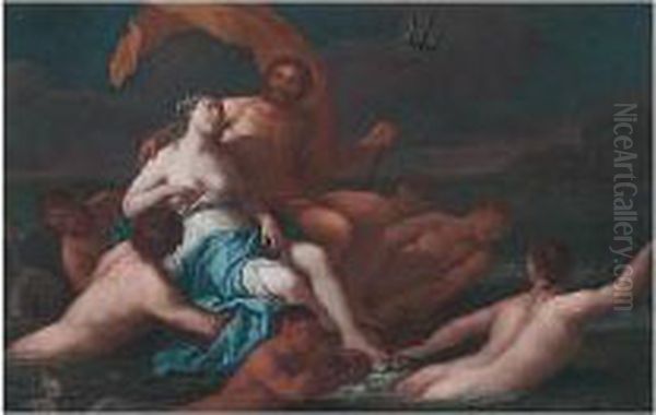 Neptune And Amphitrite Oil Painting by Giulio Carpione