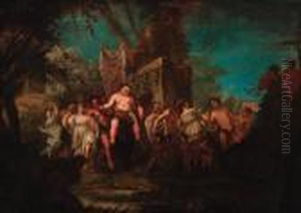 The Triumph Of Silenus Oil Painting by Giulio Carpione