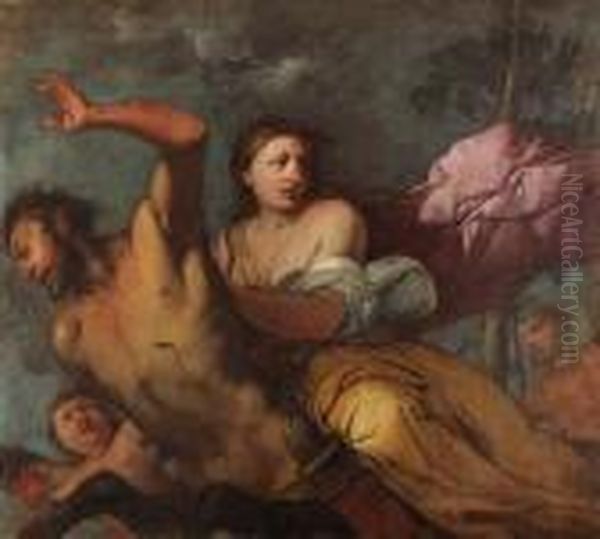 Nessus And Deianeira Oil Painting by Giulio Carpione