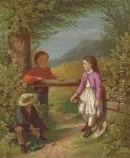 School Days In The Country Oil Painting by Samuel S. Carr