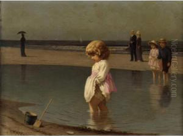 At The Shore Oil Painting by Samuel S. Carr