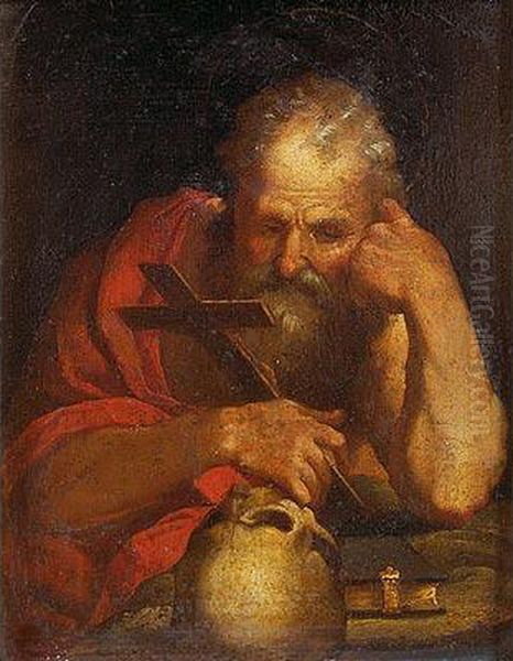 San Jeronimo Meditando En Suestudio Oil Painting by Agostino Carracci