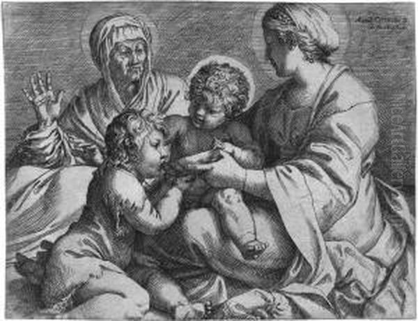 Die Madonna Mit Kind Und Hl Oil Painting by Agostino Carracci