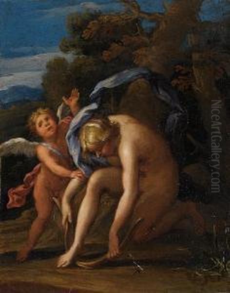 Venus And Cupid Oil Painting by Agostino Carracci