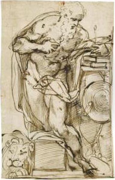 : St Jerome In His Study Oil Painting by Agostino Carracci