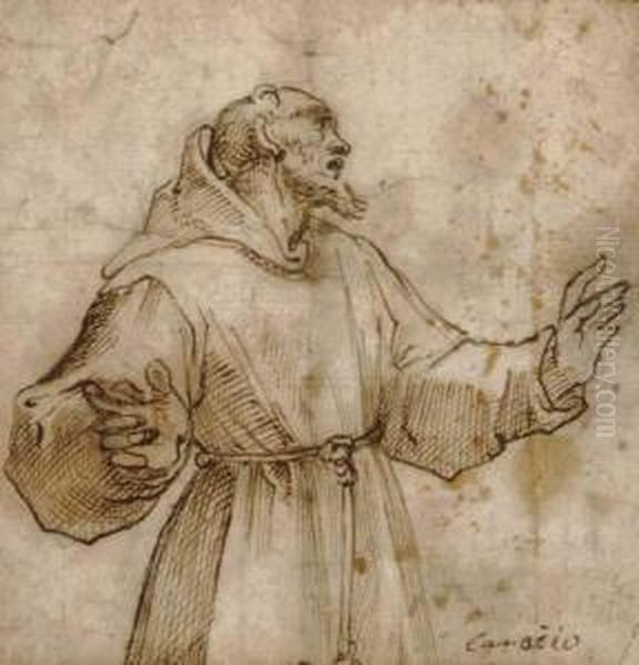 Saint Francis Half-length Oil Painting by Agostino Carracci