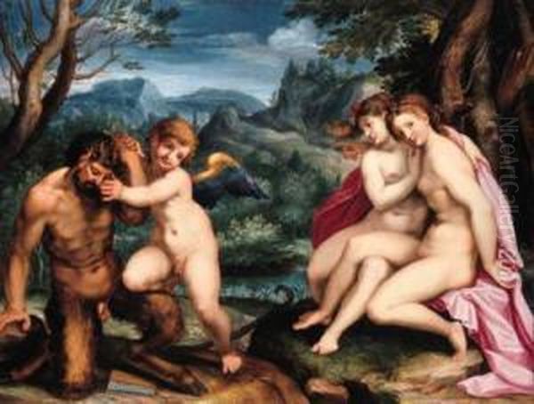 Omnia Vincit Amor Oil Painting by Agostino Carracci