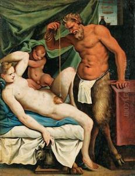 The Satyr Mason Oil Painting by Agostino Carracci