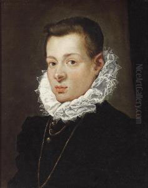 Portrait Of Ayouth Wearing A Ruff Oil Painting by Lodovico Carracci