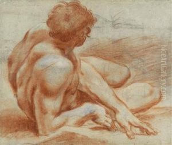 Male Nudereclining Oil Painting by Lodovico Carracci