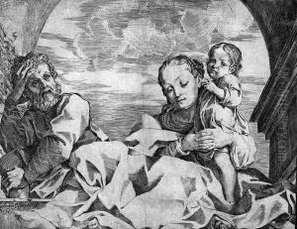 Die Hl. Familie Unter Dem Bogen Oil Painting by Lodovico Carracci