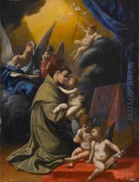 Saint Anthony Of Padua Holding The Christchild And Surrounded By Angels Oil Painting by Lodovico Carracci