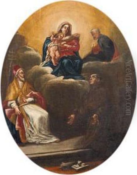 La Sacra Famiglia Appare A Sant'antonio Da Padova Esant'agostino Oil Painting by Lodovico Carracci