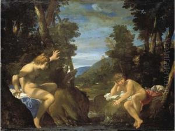 Salmacis And Hermaphroditus Oil Painting by Lodovico Carracci