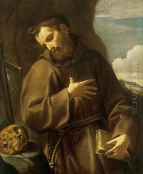 San Francesco In Meditazione Oil Painting by Lodovico Carracci