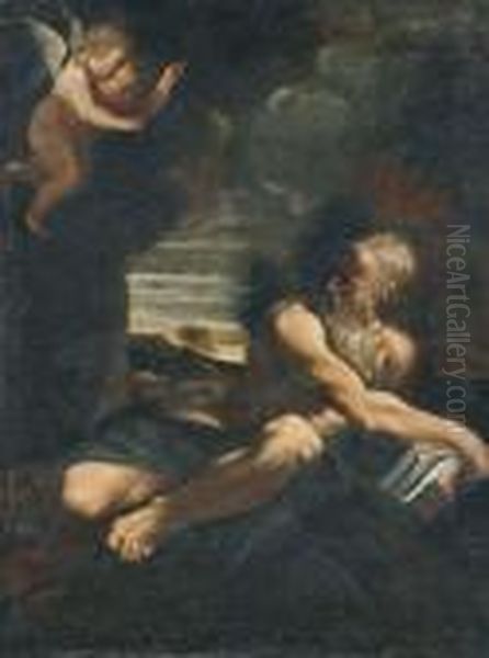 Saint Jerome In The Wilderness Oil Painting by Lodovico Carracci