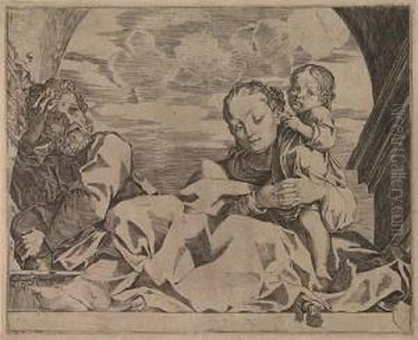 The Holy Family Under An Arch Oil Painting by Lodovico Carracci