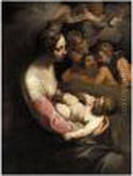 The Madonna And Child With Putti Oil Painting by Lodovico Carracci