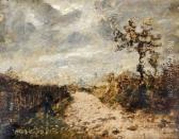 Chemin En Hiver Oil Painting by Louis Hilaire Carrand