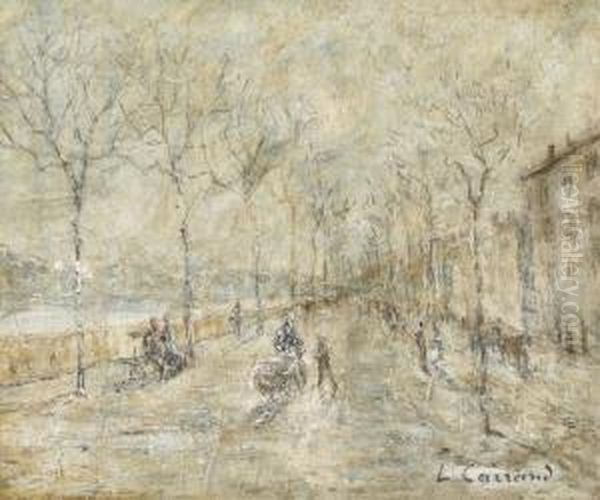 Boulevard In Lyon Mit Figurenstaffage Oil Painting by Louis Hilaire Carrand