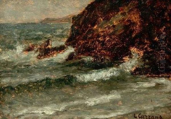 Bord De Mer Agitee Oil Painting by Louis Hilaire Carrand