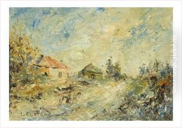 Les Maisons Au Bord Du Chemin Oil Painting by Louis Hilaire Carrand