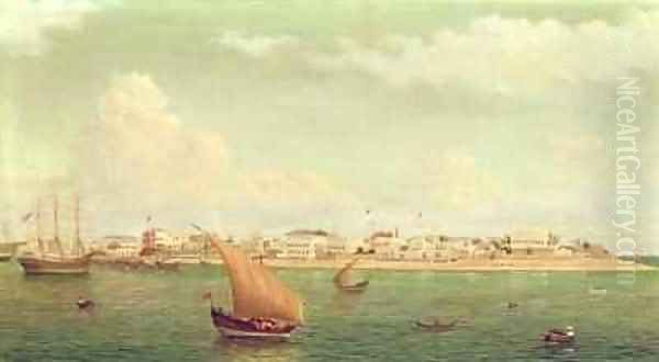 Zanzibar Harbour Oil Painting by Charles Porter Brown