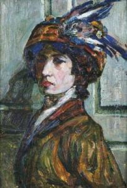 Femme Au Chapeau Oil Painting by Augustin Carrera