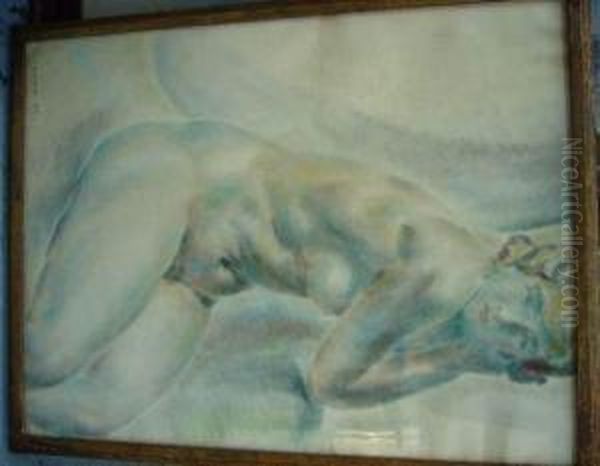 Femme Nue Oil Painting by Augustin Carrera