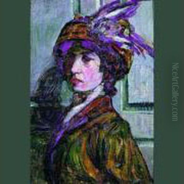 Femme Au Chapeau A Plume by Augustin Carrera