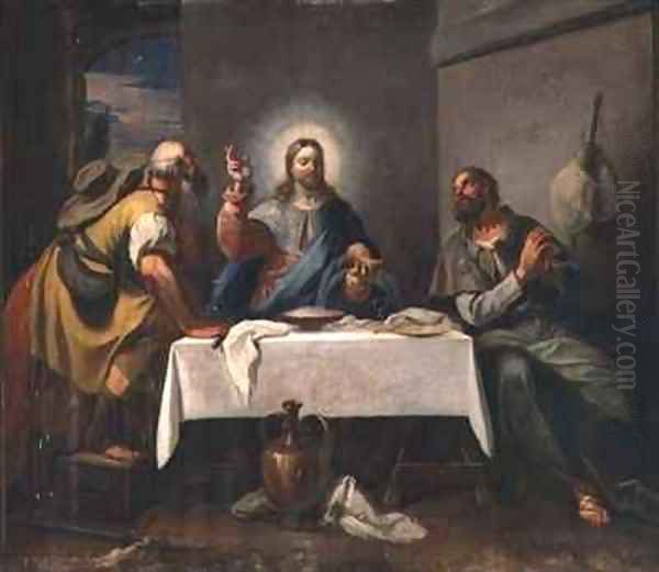 The Supper at Emmaus Oil Painting by Girolamo Brusaferro