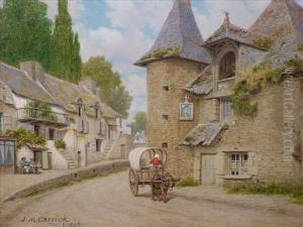 A Viewof The Old House At Dol, Brittany Oil Painting by John Mulcaster Carrick