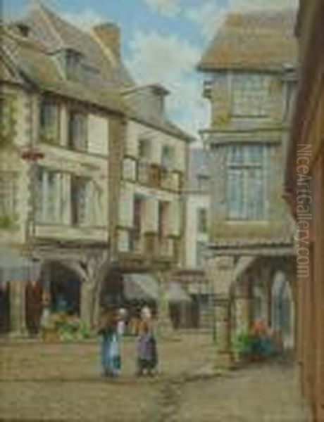 A Street In Dinard, Brittany Oil Painting by John Mulcaster Carrick