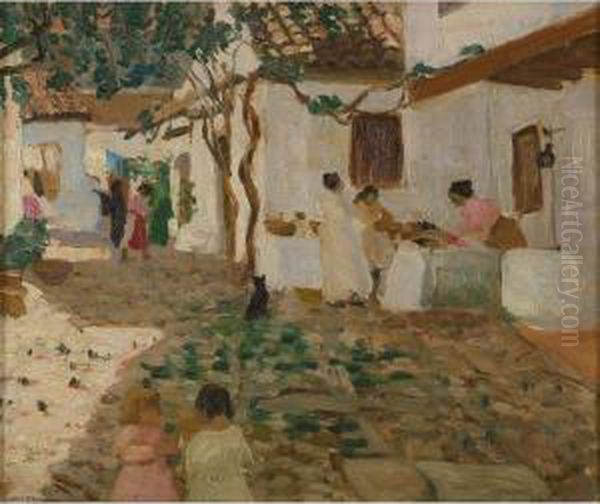 The Spanish Courtyard Oil Painting by Ethel Carrick-Fox