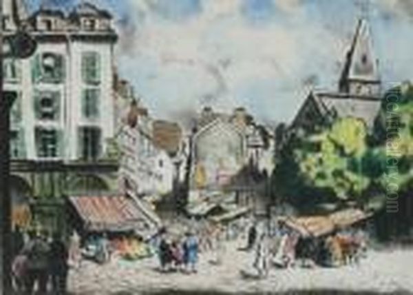 Sunday Market Oil Painting by Ethel Carrick-Fox