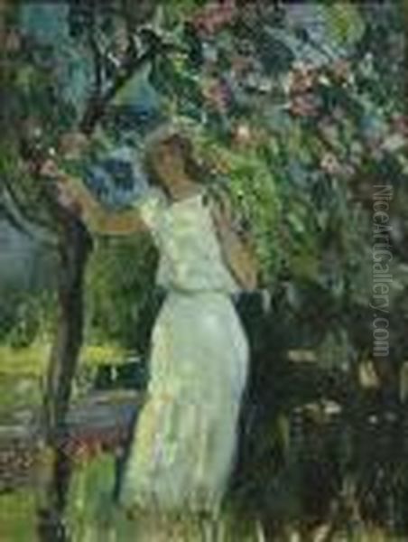 Under The Apple Tree Oil Painting by Ethel Carrick-Fox