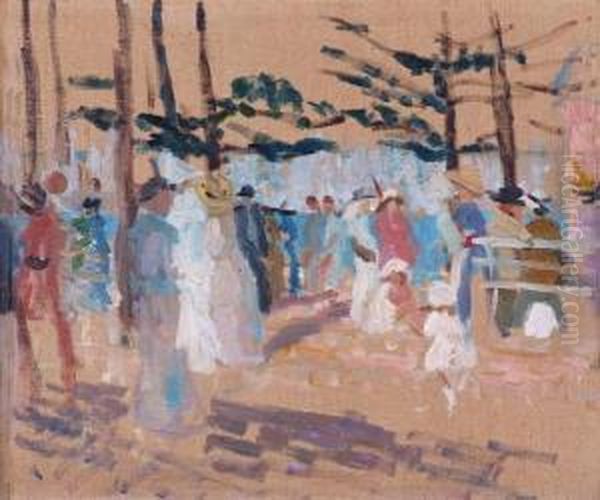 Promenading In The Gardens Oil Painting by Ethel Carrick-Fox