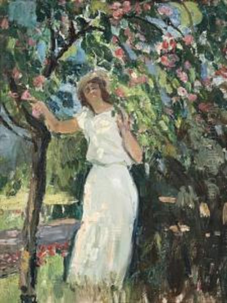 Under The Apple Tree Oil Painting by Ethel Carrick-Fox