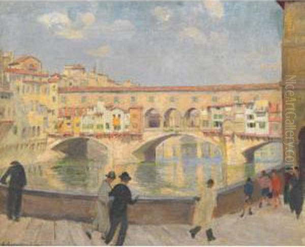 Ponte Vecchio, Florence Oil Painting by Ethel Carrick-Fox