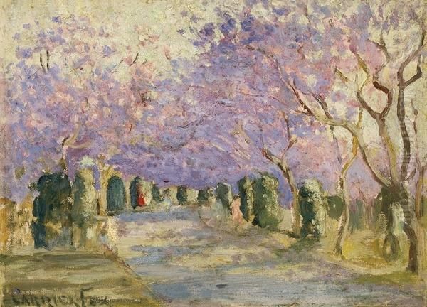 A Jacaranda Avenue Oil Painting by Ethel Carrick-Fox