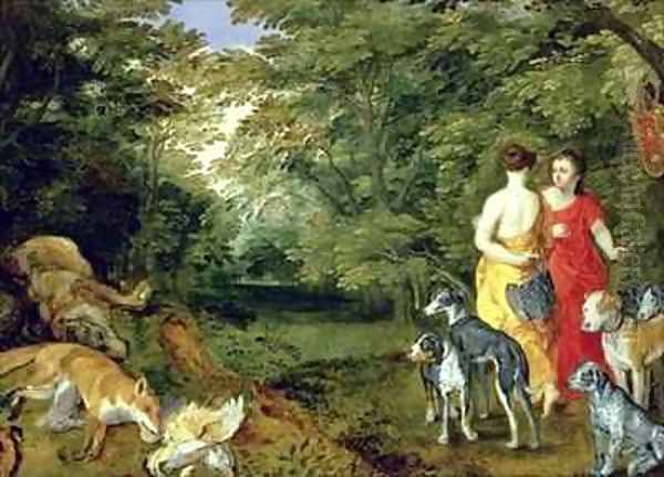 Diana after the Hunt Oil Painting by Jan II & Balen, Jan van Brueghel